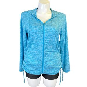Pi Movement Women's Full Zip Athletic Hoodie Heathered Blue XL EUC